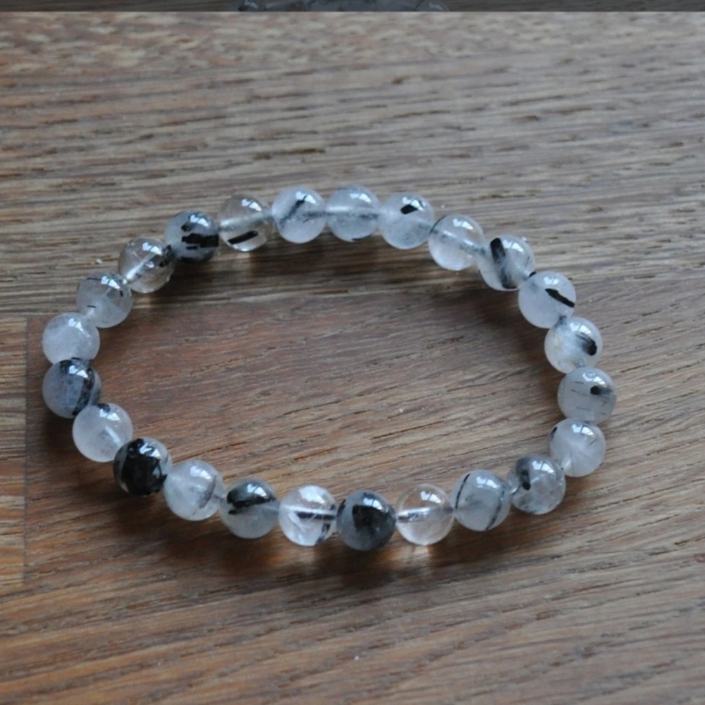 Tourmalinated bead bracelet